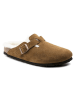 Birkenstock Leren slippers "Boston" lichtbruin - wijdte S