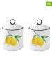Easy Life 2-delige set: voorraadpotten ''Amalfi'' wit/geel - (H)15,5 x Ø 10,5 cm