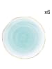 Easy Life Talerze (6 szt.) "Artesanal" w kolorze biało-turkusowym na pieczywo - Ø 10 cm