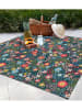 Folkifreckles Picknickkleed "Flower Blossoms" donkerblauw/meerkleurig - (L)170 x (B)140 cm