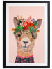 Folkifreckles Gerahmter Kunstdruck "Floral Llama" - (B)40 x (H)60 cm