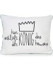 The Wild Hug Kissenhülle "König" in Weiß/ Schwarz - (L)50 x (B)35 cm