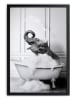 The Wild Hug Gerahmter Kunstdruck "Elephant Bath" in Weiß/ Schwarz - (B)30 x (H)40 cm