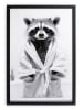 Folkifreckles Ingelijste kunstdruk "Racoon Bath" - (B)30 x (H)40 cm