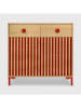 Folkifreckles Kommode "Alise" in Hellbraun/ Rot - (B)90 x (H)84 x (T)45 cm