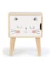Folkifreckles Nachttisch "Cat" in Weiß/ Hellbraun - (B)42 x (H)54 x (T)30 cm