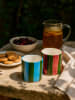 The Wild Hug 2er-Set: Becher "Wine Stripes" in Hellblau/ Rosa/ Grün - (H)7 cm