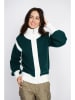 ASSUILI Cardigan in Dunkelgrün/ Weiß