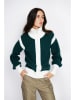 ASSUILI Cardigan in Dunkelgrün/ Weiß