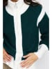ASSUILI Cardigan in Dunkelgrün/ Weiß