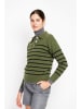 ASSUILI Pullover in Grün/ Schwarz