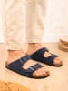 BABUNKERS Family Leren slippers donkerblauw