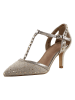 Heine Leren pumps beige/goudkleurig