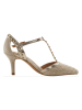 Heine Leren pumps beige/goudkleurig