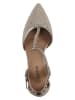 Heine Leren pumps beige/goudkleurig