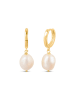 Ania Kruk Pozłacane kolczyki-kreole z perłami