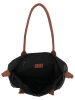 Charm Schultertasche in Schwarz/ Camel - (B)42 x (H)25 x (T)15 cm