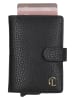 Charm Leder-Geldbörse in Schwarz - (B)7 x (H)10 x (T)1,5 cm