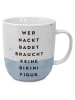 ppd Jumbotasse "Bikinifigur" in Weiß/ Hellblau - 400 ml