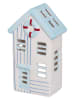 4Living Windlicht "Beach" in Hellblau/ Weiß - (B)12 x (H)20 x (T)8 cm