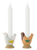 Bloomingville 2-delige set: kaarshouders "Reem" wit/lichtbruin - (B)7 x (H)8 x (D)4 cm
