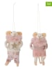 Bloomingville 2-delige set: decohangers "Peo" lichtroze - (L)13 cm