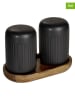 Schöner Wohnen Kollektion 3tlg. Set: Salz- & Pfefferstreuer "Refia" in Schwarz/ Braun 