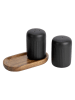 Schöner Wohnen Kollektion 3tlg. Set: Salz- & Pfefferstreuer "Refia" in Schwarz/ Braun 