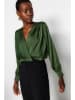 trendyol Bluzka-body w kolorze ciemnozielonym