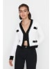 trendyol Cardigan in Creme/ Schwarz