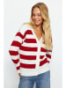 trendyol Cardigan in Rot/ Weiß