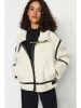 trendyol Fleecejacke in Creme/ Schwarz