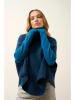 Just Cashmere Kasjmieren poncho "Huaraz" donkerblauw