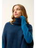 Just Cashmere Kasjmieren poncho "Huaraz" donkerblauw