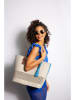 LEONARDO Shopper in Creme/ Türkis - (B)49 x (H)34 x (T)17 cm