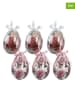 Clayre&Eef Zawieszki dekoracyjne (6 szt.) "Egg" w kolorze czerwono-jasnoróżowym - Ø 7 cm