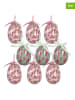 Clayre&Eef Zawieszki dekoracyjne (9 szt.) "Egg" w kolorze jasnoróżowo-miętowym - Ø 5 cm