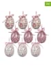 Clayre&Eef 9er-Set: Dekoanhänger "Ei" in Creme/ Rosa - Ø 5 cm