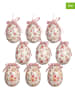 Clayre&Eef 9er-Set: Dekoanhänger "Ei" in Weiß/ Rosa - Ø 5 cm