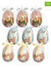 Clayre&Eef 9-delige set: decohanger "Ei" geel/lichtblauw/lichtroze - Ø 5 cm
