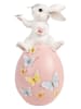 Clayre&Eef Decofiguur ''Konijntje'' lichtroze/wit - (B)16 x (H)29 x (D)15 cm