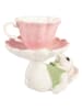 Clayre&Eef Decofiguur ''Konijntje'' groen/lichtroze/wit - (B)17 x (H)20 x (D)14 cm