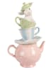 Clayre&Eef Dekofigur ''Teekanne'' in Rosa/ Hellblau/ Grün - (B)16 x (H)26 x (T)13 cm