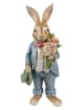 Clayre&Eef Dekofigur ''Kaninchen'' in Hellbraun/ Blau - (B)11 x (H)26 x (T)10 cm