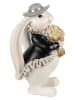 Clayre&Eef Dekofigur ''Kaninchen'' in Weiß/ Schwarz - (B)14 x (H)22 x (T)13 cm