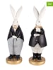 Clayre&Eef 2er-Set: Dekofigur "Kaninchen" in Schwarz/ Grau - (B)13 x (H)34 x (T)11 cm