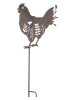 Clayre&Eef Dekoracja ogrodowa "Rooster" w kolorze szarym na trzonku - 47 x 124 x 2 cm