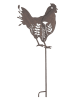 Clayre&Eef Dekoracja ogrodowa "Rooster" w kolorze szarym na trzonku - 47 x 124 x 2 cm