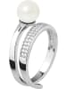 Pearl Addict Zilveren ring met zoetwaterkweekparel en zirkonia's