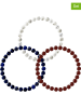 Pearline 3-delige set: armbanden wit/blauw/rood